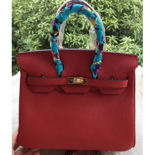 Hermès Birkin 25cm Szállít Táska Licsi Bőr H25T Piros
