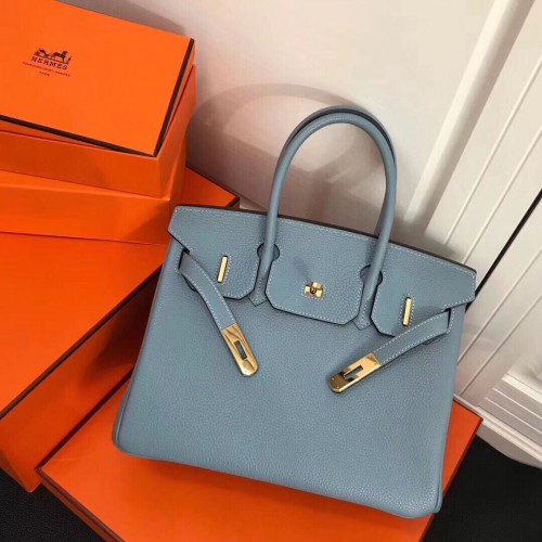Hermès Birkin 25CM Táska Eredeti Bőr H25T Kék