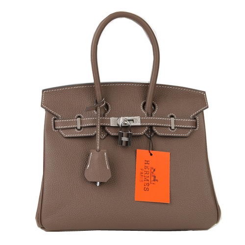 Hermes Birkin 25cm Szállít Táskák Sötétszürke Eredeti Bőr Ezüst