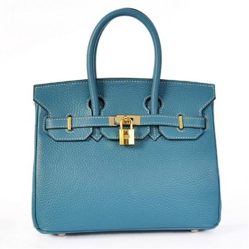 Hermès Birkin 25cm Togo Bőr Táska Kék Godlen