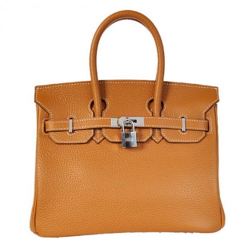 Hermès Birkin 25CM Táska Togo Bőr Teve Ezüst