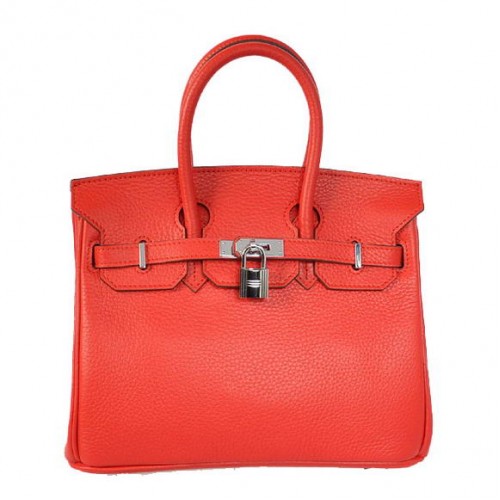 Hermès Birkin 25cm Szállít Táskák Togo Bőr Piros Ezüst
