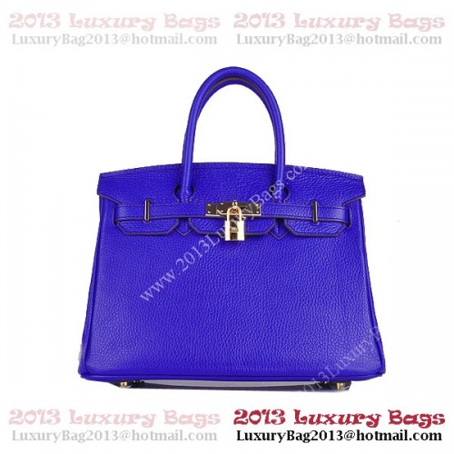 Hermès Birkin 30cm Szállít Táska Kék Clemence Bőr H6088 Arany