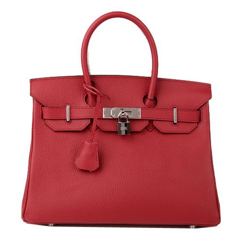 Hermès Birkin 30cm Szállít Táska Bordó Eredeti Bőr H30 Ezüst