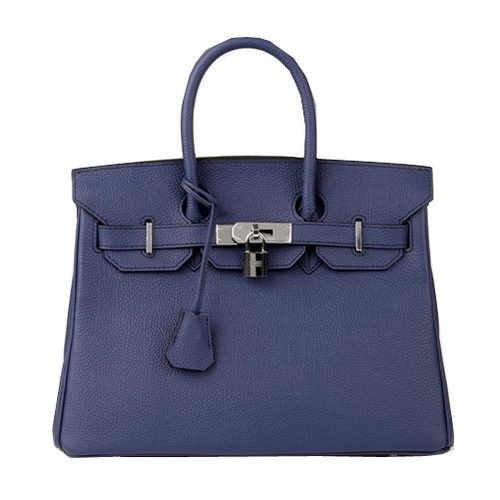Hermès Birkin 30cm Szállít Táska Királykék Eredeti Bőr H30 Ezüst