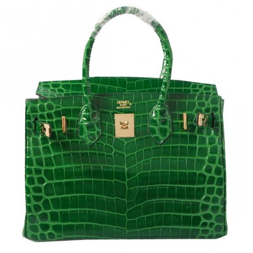 Hermès Birkin 30cm Szállít Táska Zöld Irizáló Krokodilbőr Arany