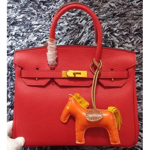 Hermès Birkin 30cm Szállít Táska Licsi Bőr H30LI Piros