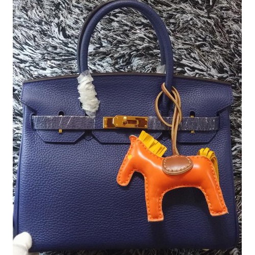Hermès Birkin 30cm-es Licsi Bőr Táska H30LI Királykék Színű