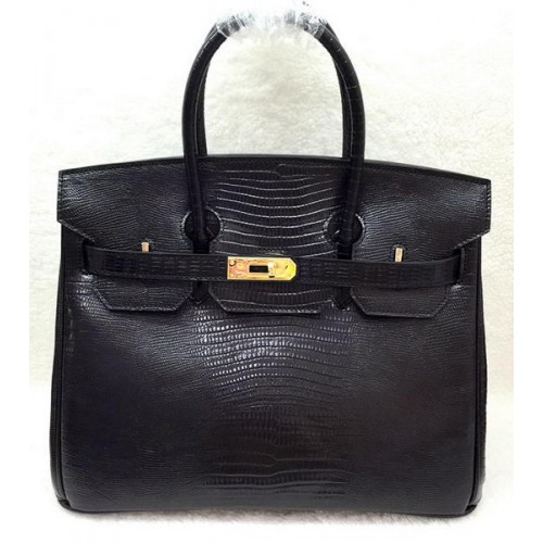 Hermès Birkin 30cm Gyíkbőr H30LI Táska Fekete