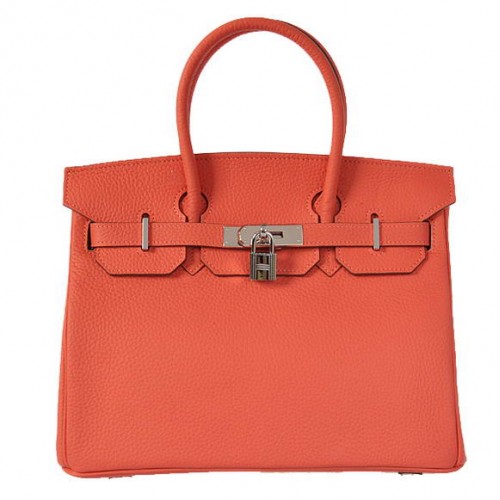Hermès Birkin 30cm Szállít Táska Pompadour Bőr Ezüst