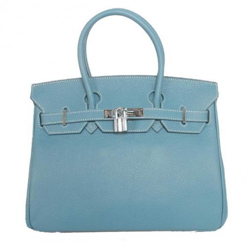 Hermès Birkin 30cm Szállít Táska Sima Togo Bőr Kék