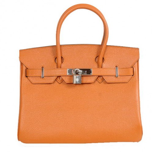 Hermès Birkin 30cm Szállít Táska Sima Togo Bőr Narancssárga