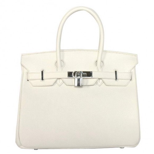 Hermès Birkin 30cm Szállít Táska Sima Togo Bőr Fehér