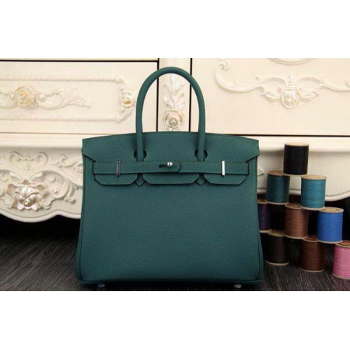 Hermès Birkin 35CM 30CM Szállítótáska Eredeti Bőr HB35O Sötétzöld