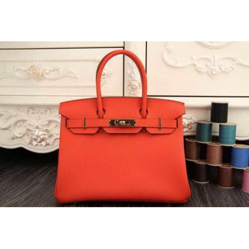 Hermès Birkin 35CM 30CM Szállít Táska Eredeti Bőr HB35O Narancssárga