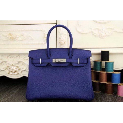 Hermès Birkin 35CM 30CM Szállítótáska Eredeti Bőr HB35O Királykék