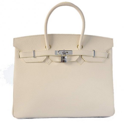 Hermès Birkin 35cm Togo Bőr Szállít Táska Bézs Ezüst