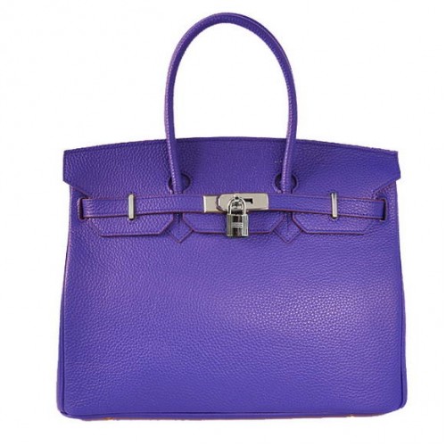 Hermès Birkin 35cm Togo Bőr Szállít Táska Kék Ezüst