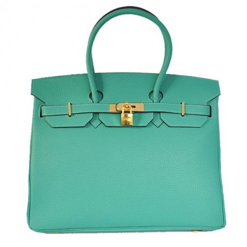 Hermès Birkin 35cm Szállít Táska Togo Bőr Zöld Arany