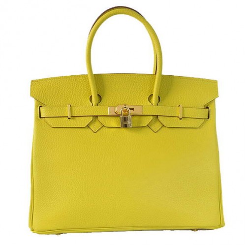 Hermès Birkin 35cm Szállít Táskák Togo Bőr Citromsárga