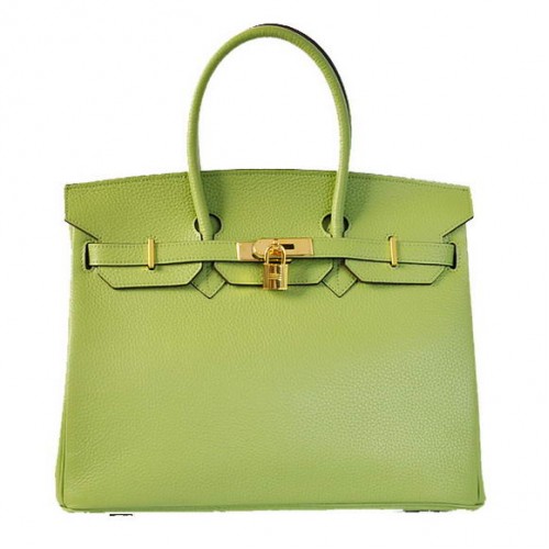 Hermès Birkin 35CM Szállít Táska Togo Bőr Világoszöld Arany