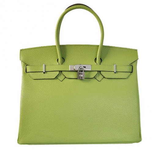 Hermès Birkin 35CM Togo Bőr Szállít Táska Világoszöld Ezüst