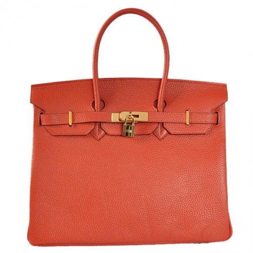 Hermès Birkin 35cm Szállít Táskák Togo Bőr Közepén Piros Arany