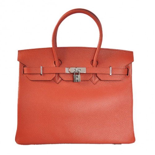 Hermès Birkin 35cm Szállít Táskák Togo Bőr Közepén Piros Ezüst