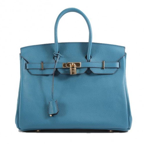Hermès Birkin 35CM Togo Bőr Kézitáska 6089 Kék Arany