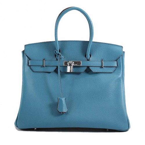 Hermès Birkin 35CM Togo Bőr Kézitáska 6089 Kék Ezüst