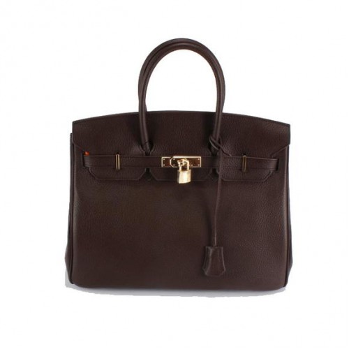 Hermès Birkin 35CM Togo Bőr Kézitáska 6089 Sötét Kávé Arany