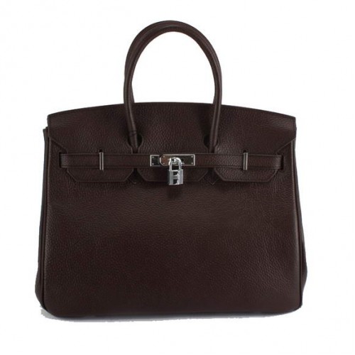 Hermès Birkin 35CM Togo Bőr Kézitáska 6089 Sötét Kávé Ezüst