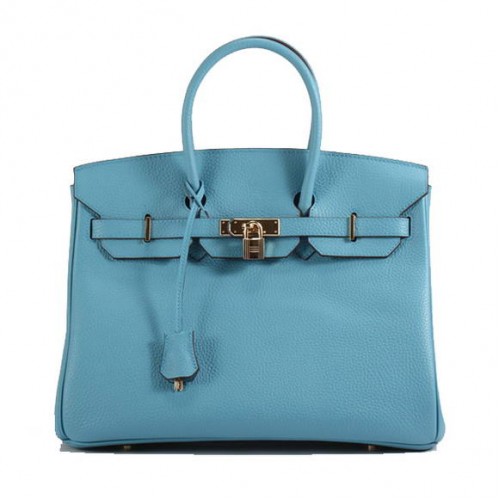 Hermès Birkin 35CM Togo Bőr Kézitáska 6089 Világoskék Arany