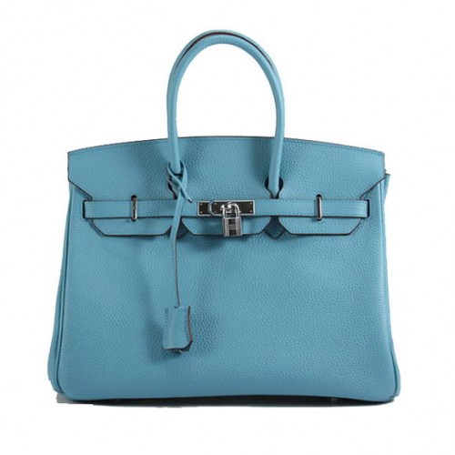 Hermès Birkin 35CM Togo Bőr Kézitáska 6089 Világoskék Ezüst