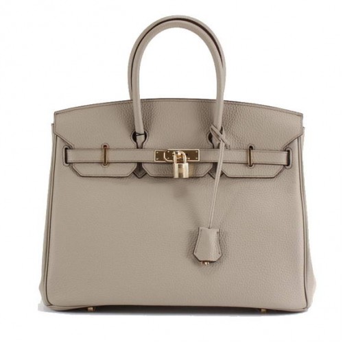 Hermès Birkin 35CM Togo Bőr Kézitáska 6089 Világosszürke Arany