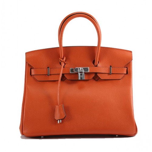 Hermès Birkin 35CM Togo Bőr Kézitáska 6089 Narancssárga Ezüst