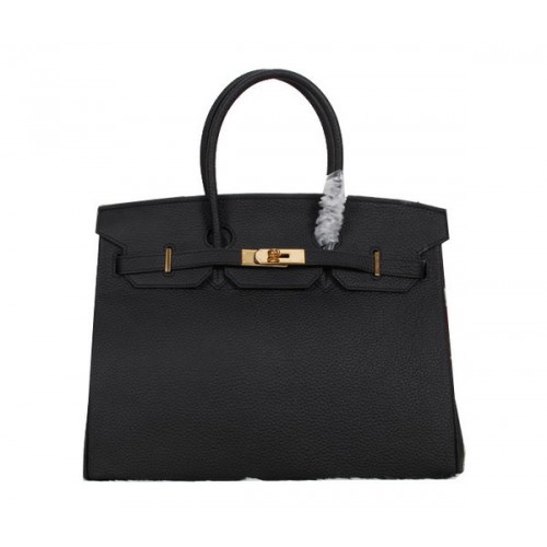 Hermès Birkin 35cm Szállít Táska Fekete Clemence Bőr H35 Arany