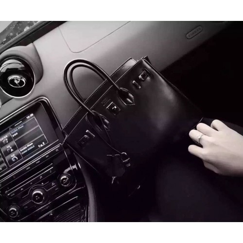 Hermès Birkin 35cm-es Táska Fekete Sima Bőr H6089 Fekete