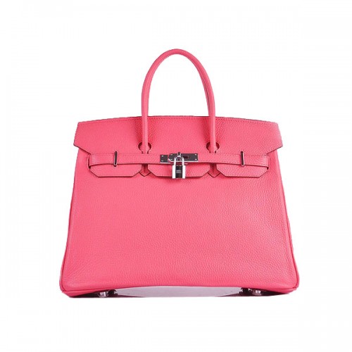 Hermès Birkin 35cm Szállít Táska Rózsaszín Clemence Bőr H6089 Ezüst