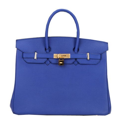 Hermès Birkin 35cm Szállít Táska Kék Eredeti Bőr H35 Arany