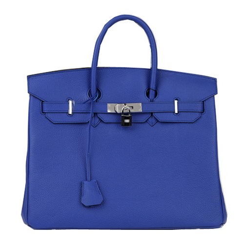 Hermès Birkin 35cm Szállít Táska Kék Eredeti Bőr H35 Ezüst
