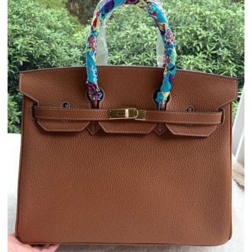 Hermès Birkin 35cm Szállít Táska Barna Licsi Bőr BK35 Arany
