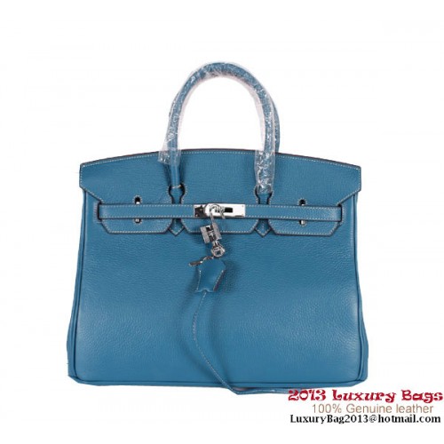 Hermès Birkin 35cm Clemence Bőr H-35 Szállít Táska Kék