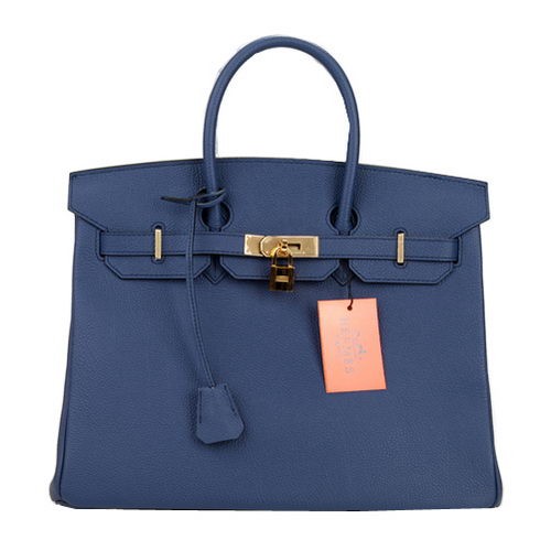 Hermès Birkin 35CM Szállít Táska Sötétkék Eredeti Bőr H35 Arany