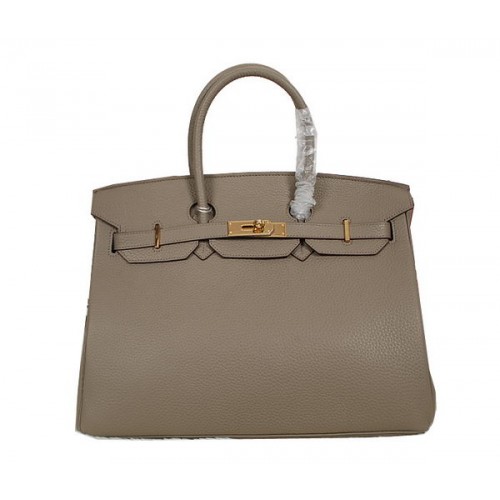 Hermès Birkin 35cm Szállít Táska Szürke Clemence Bőr H35 Arany