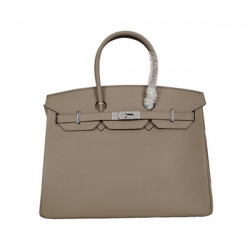 Hermès Birkin 35cm Szállít Táska Szürke Clemence Bőr H35 Ezüst