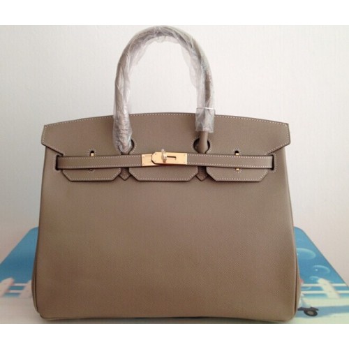 Hermès Birkin 35cm Szállít Táska Szürke Clemence Bőr H6089 Arany