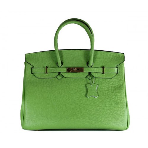 Hermès Birkin 35cm Szállít Táska Zöld Clemence Bőr H6089 Arany
