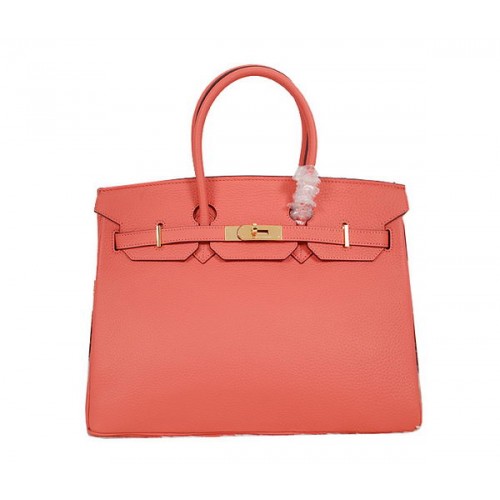 Hermès Birkin 35cm Szállít Táska Világospiros Clemence Bőr H35 Arany