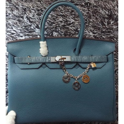 Hermès Birkin 35cm Licsi Bőr Szállít Táska HB35GL Kék